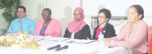 Ms. Sauda Kadir (at centre) in the company of other senior Education officials.