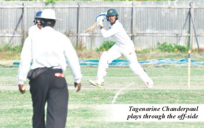 Chanderpaul unbeaten 94 gives  West Demerara upper hand at Lusignan