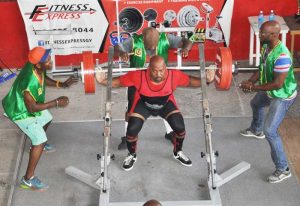’Big’ John Edwards during his squatting routine on Sunday at CLC.