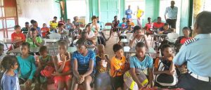 The youngsters in the Hearts Of Oak Camp involved in a classroom session by members of the Police Force.
