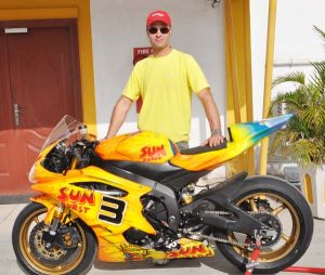 Canadian Superbike racer Kevin Graham poses with his machine at a previous photo op.