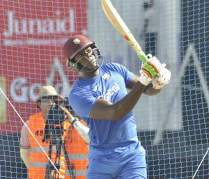 West Indies’ T20 captain Carlos Brathwaite at a training session in Dubai ahead of the first T20I against Pakistan. © WICB