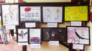 Artwork highlighting sexual abuse of children recently placed at the entrance of the Georgetown Magistrates’ Court.