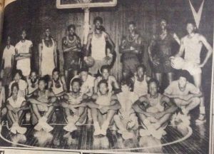 The members of the Guyana basketball team that faced Cuba’s bronze medalist back in 1977 during their tour here.