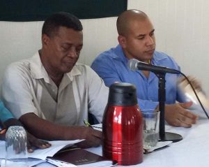 Vice President of the GGDMA, Andron Alphonso (right) and immediate past President of the Association, Patrick Harding. 