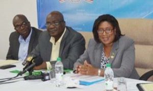  From right: Minister of Public Telecommunications, Cathy Hughes, Head of E-Government Unit, Floyd Levi and Project Manager of Citizen Security Strengthening Programme, Clement Henry 