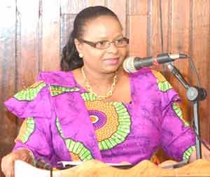 Minister of Social Protection Volda Lawrence addressing the gathering at the Presbyterian Church of Guyana Women’s convention