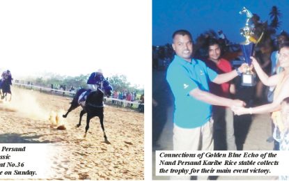 Golden Blue Echo takes feature event at  Nand Persaud, Sky Plus Incorporated Mega  Sprint Classic Horserace meet