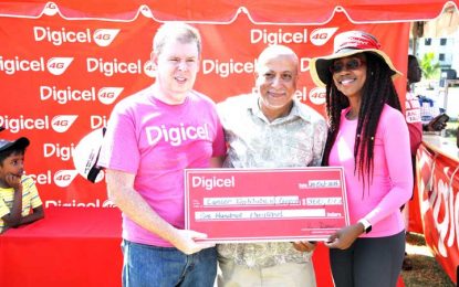 Digicel and Cyclists present $500,000 to Cancer Institute of Guyana