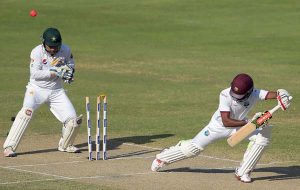 Kraigg Brathwaite is bowled by Yasir Shah, Pakistan v West Indies, 1st Test, Dubai, 3rd day, ©AFP