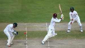 Marlon Samuels cuts the ball behind point, Pakistan v West Indies, 1st Test, Dubai, 3rd day, ©Getty Images