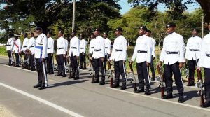 Awaiting the inspection by the Justice William Ramlal.