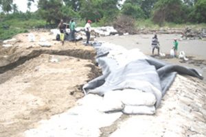 Flashback: Workers placed sandbags at the area after the 2014 breach