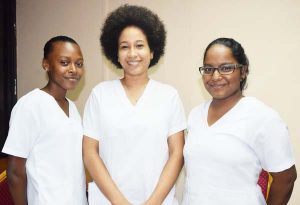 Second year Optometry students. From left to right Rondella Summer, Francine Barker and Chandanie Khairu.