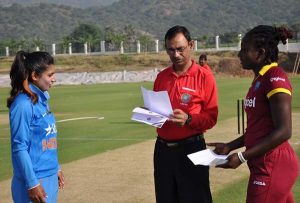 Mithali Raj and Stafanie Taylor at the toss, India beat the West Indies in the 1st women’s ODI by six wickets. ©Andhra Cricket Association