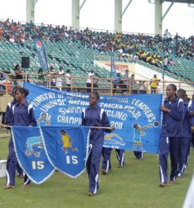 Flashback! New Amsterdam during the march-past of the National Schools’ Championships at the National Stadium.