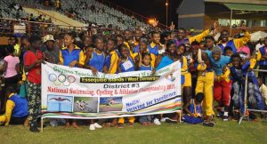 Essequibo Islands/West Demerara strike a pose after their joint fourth place finish at the National Schools’ Championships last year.
