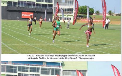 56th National Schools’ Cycling, Swimming and Track and Field Championships…Linden’s Deshanya Skeete stuns Phillips in 200m showdown