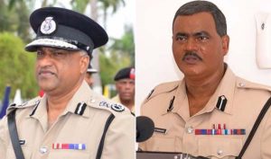 Commissioner of Police, Seelall Persaud (left) and Assistant Commissioner of Police, David Ramnarine.