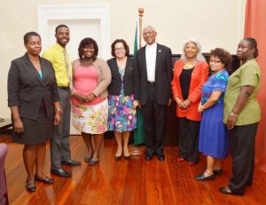 President David Granger and First Lady Mrs. Sandra Granger with the Consul General, Ms. Cita Pilgrim and staff of Guyana’s diplomatic mission in Barbados.
