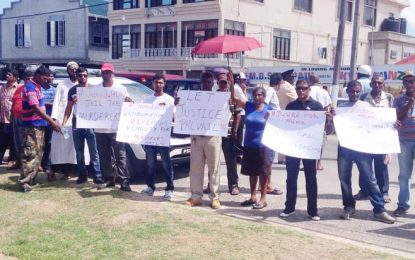 Berbice carpenter murder…Victim’s family and friends turn out in numbers outside court