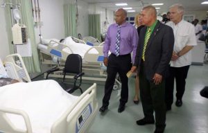 Health officials during a tour of the new intensive care unit yesterday.