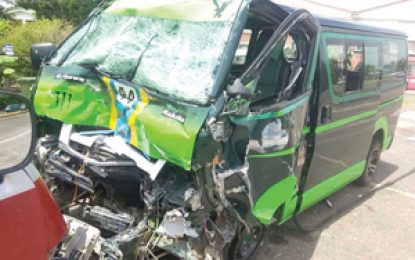 Security guard killed, three injured in two-bus collision