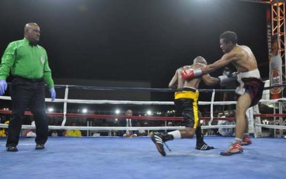 GBBC & Giftland Mall’s ‘Locked & Loaded’ Boxing …Guyana’s Marques beat Zarraga of Venezuela