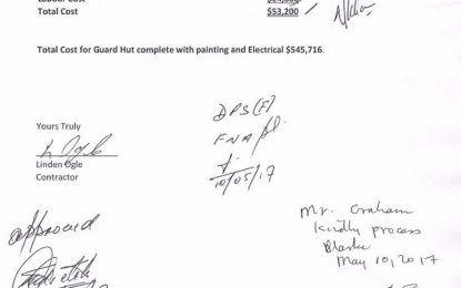 $540,470 PS guard hut… Engineer, Chief Works Officer accepted inflated estimate