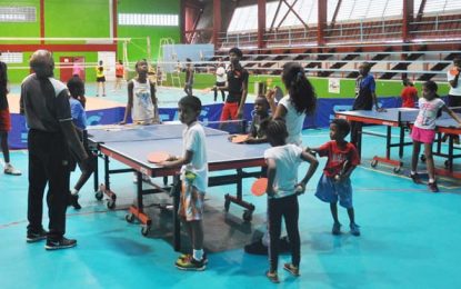 NSC ‘Teach them Young’ TT Vacation Camp …Nat Table Tennis Coach Johnson loves working with youths