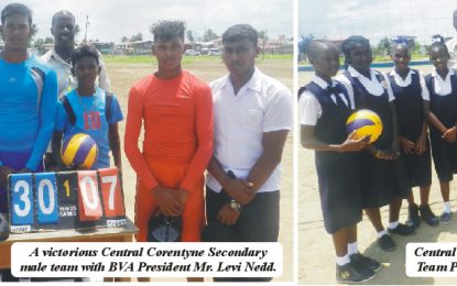 Berbice Volleyball Association Inter School Competition.. Central Corentyne Secondary win Central Corentyne zone