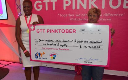 GTT closes curtains on Pinktober with $4M donation to Guyana Cancer Foundation