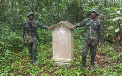 Guyana/Venezuela boundary marker located by Joint Patrol in Region One
