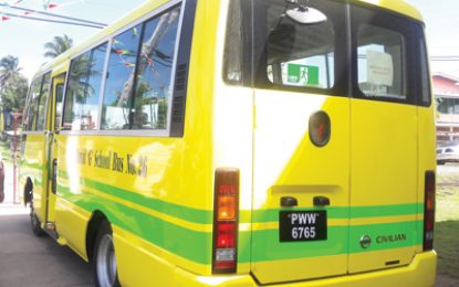 Under President’s ‘five B’s’ initiative… Fourth bus for schoolchildren added to fleet at Region Six