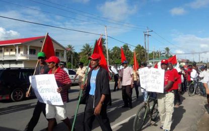 Albion workers march in solidarity with severed workers