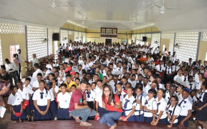 Devendra Bishoo receives hero’s welcome at Berbice High School – During Digicel/CPL Youth Cricket Series surprise visit