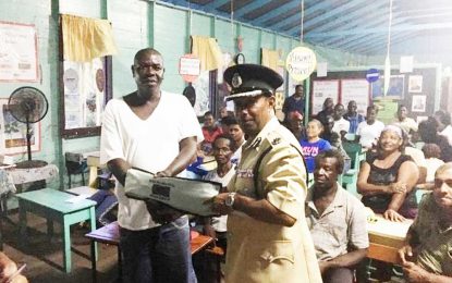 Commander donates cricket and other sports gear to East Bank Berbice