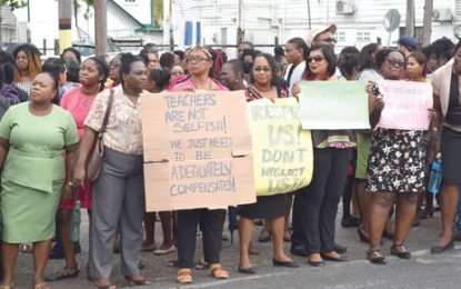 “If she can’t pay the money leh she go”…Singing, chanting teachers continue strike action on ‘rest-day’