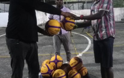 Hinds makes donation of 22 basketballs to LABA and its clubs Calls intervention of sport authorities to have unused basketball goals re-assigned to MSC