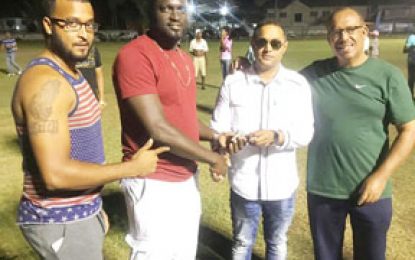 Young Warriors CC receives assistance from Mahaish Ramoutar