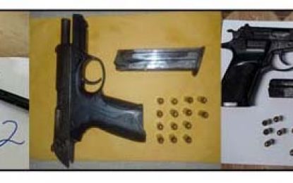 Six arrested, three guns, ammo seized