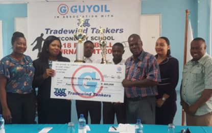Prizes presented to champions of GUYOIL/Tradewind Tankers Football League