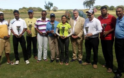 Kevin Dinanauth wins Trophy Stall annual Golf tournament in fine style Clifford Reis and Patanjilee Persaud capture their Flights