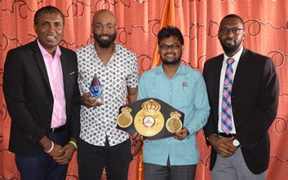 World boxing champion, Lennox Allen, arrives home Pays courtesy call on Mayor of Georgetown