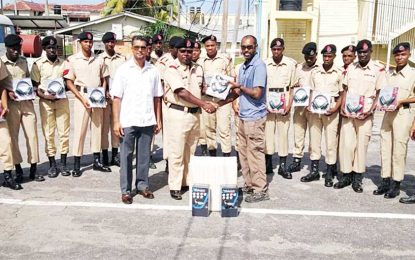 Guyana Sport Shooting Foundation donates safety gear to the Guyana Police Force