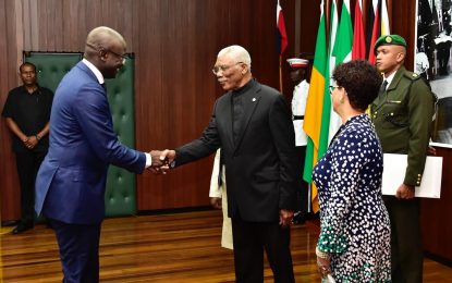 President Granger swears in new Suriname Ambassador to Guyana