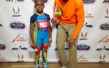 Guyanese Alpha Harrison wins NYRR Fastest Kid in the World Boys 55m Dash 113th NYRR Millrose Games