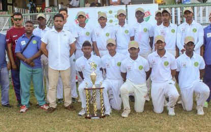 Bel Air Rubis Service Station’s U-17 Inter-County 50-over cricket Dindyal, Kissoon spearhead Demerara to title
