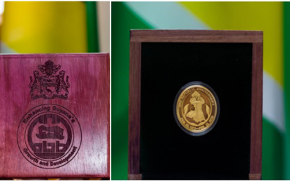 Gold medallion for Guyana’s 50th Republic Anniversary