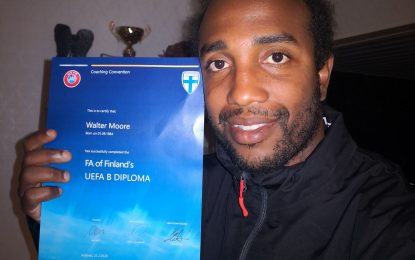 Guyanese Walter ‘Boyd’ Moore is now a UEFA ‘B’ License Coach